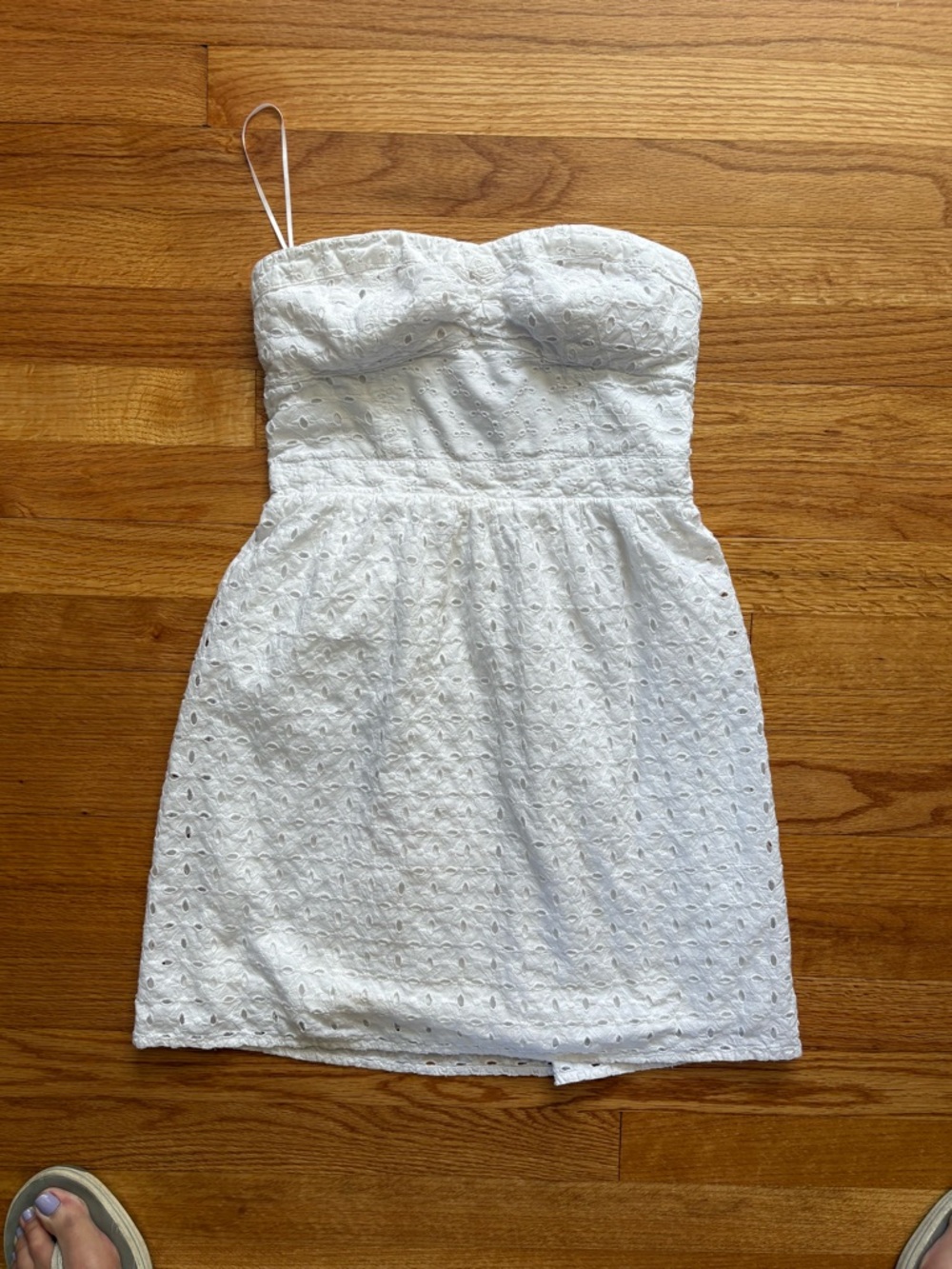 American Eagle Outfitters White Strapless Eyelet Sundress